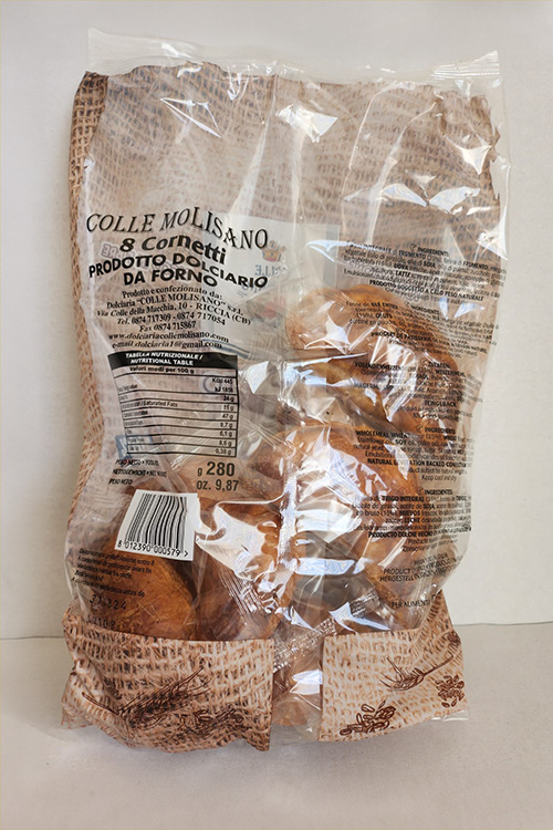 Confezione retro 8 pezzi cornetto integrale con zucchero grezzo dolciaria molisana
