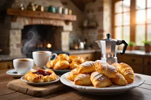 cornetti farciti__Colazione molisana con cornetti farciti artigianali Colle Molisano su tavolo rustico